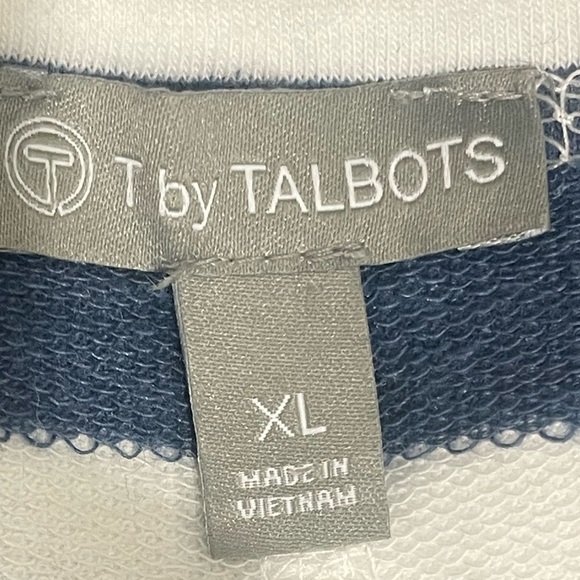 T by Talbots XL Navy White Anchor Stripe Drawstring Waist Dress with pockets - Picture 3 of 3